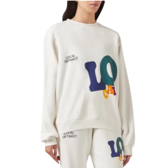 Madhappy Local Optimist Creamy/White Sweatshirt / Sweatpants Set - Unisex Small - Picture 2 of 15